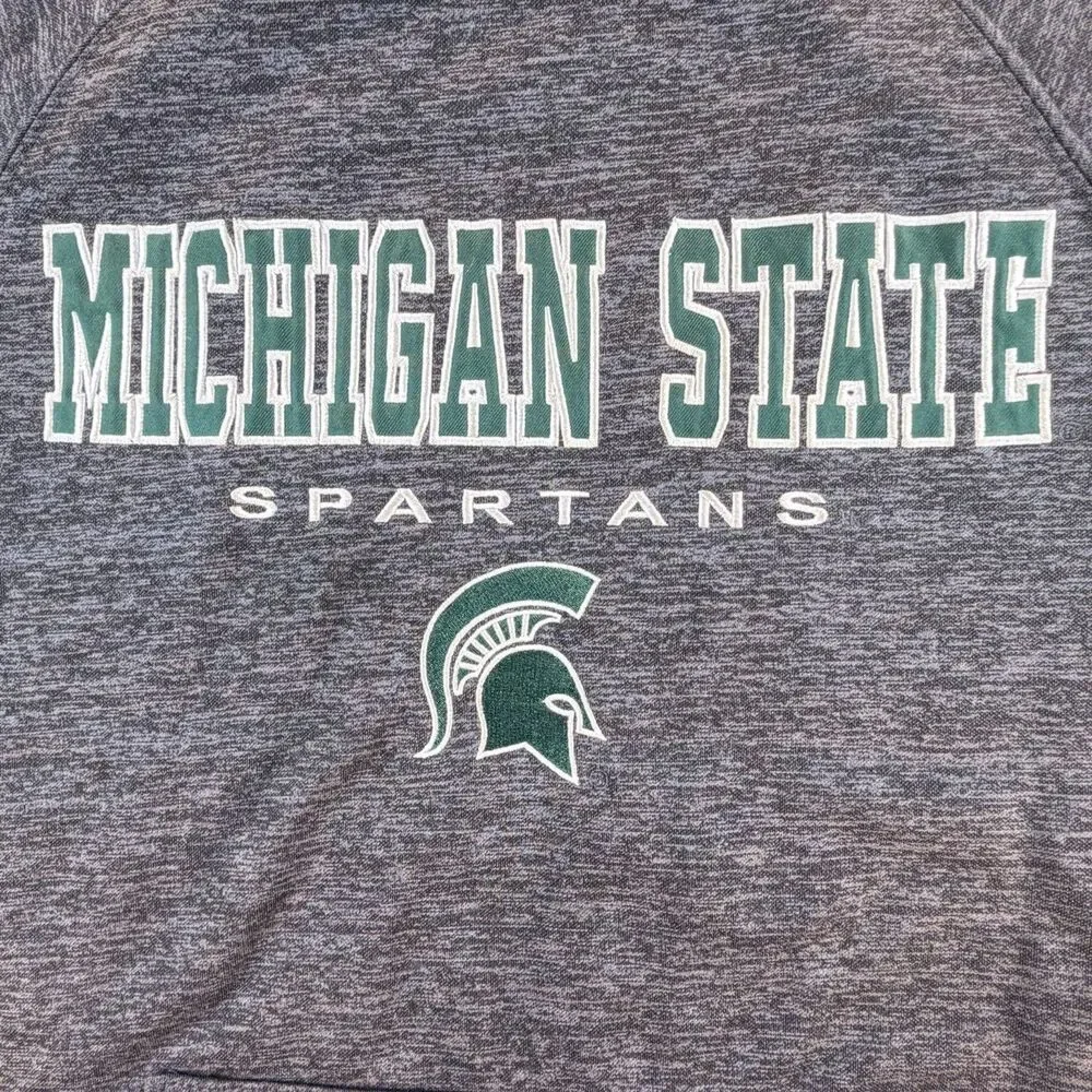 Michigan State Spartans Hoodie Mens Small Gray Green Pullover Sweatshirt